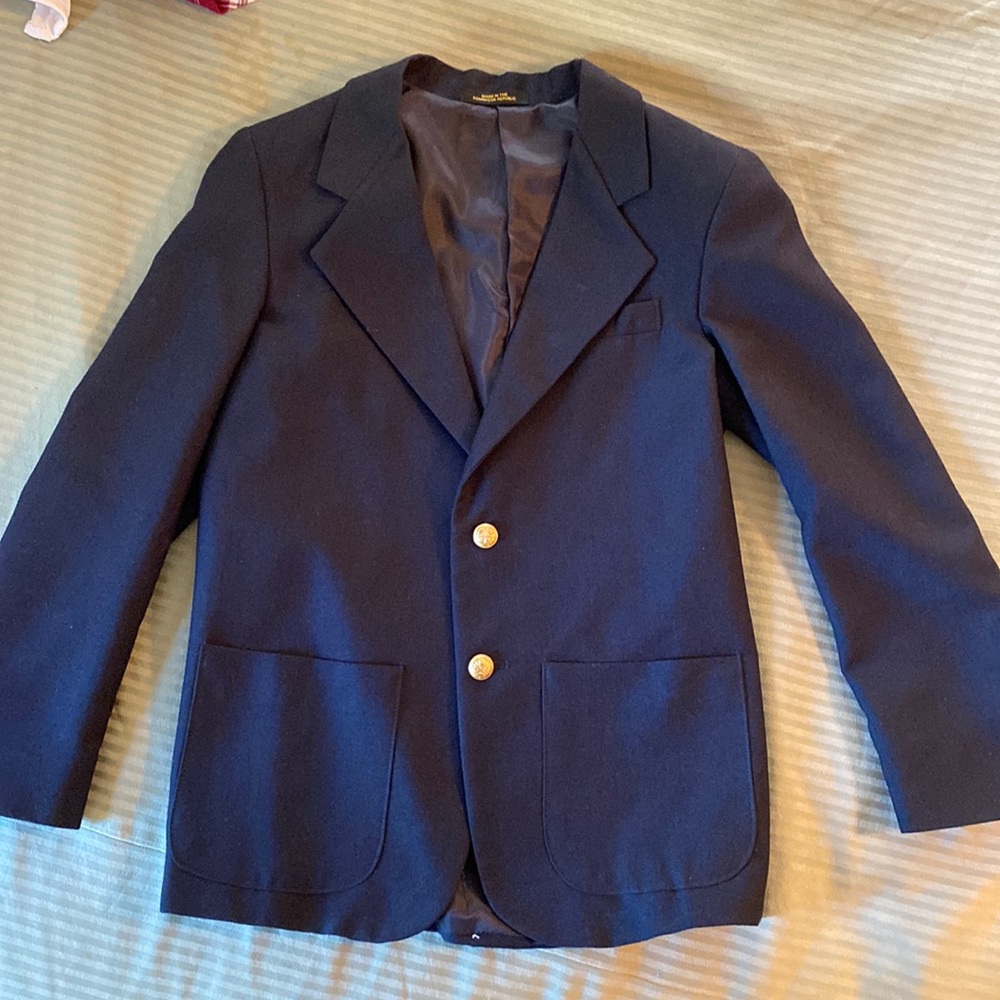 Dillards Class Club 2 Buttoned Single Breasted Navy Blue Blazer